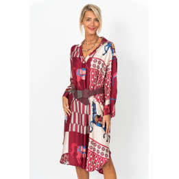 Printed Satin Dress – Horse & Geometric Pattern