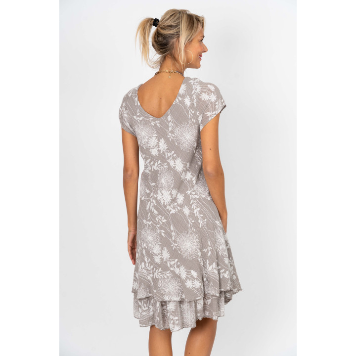 Short Sleeves Flower Printed Dress