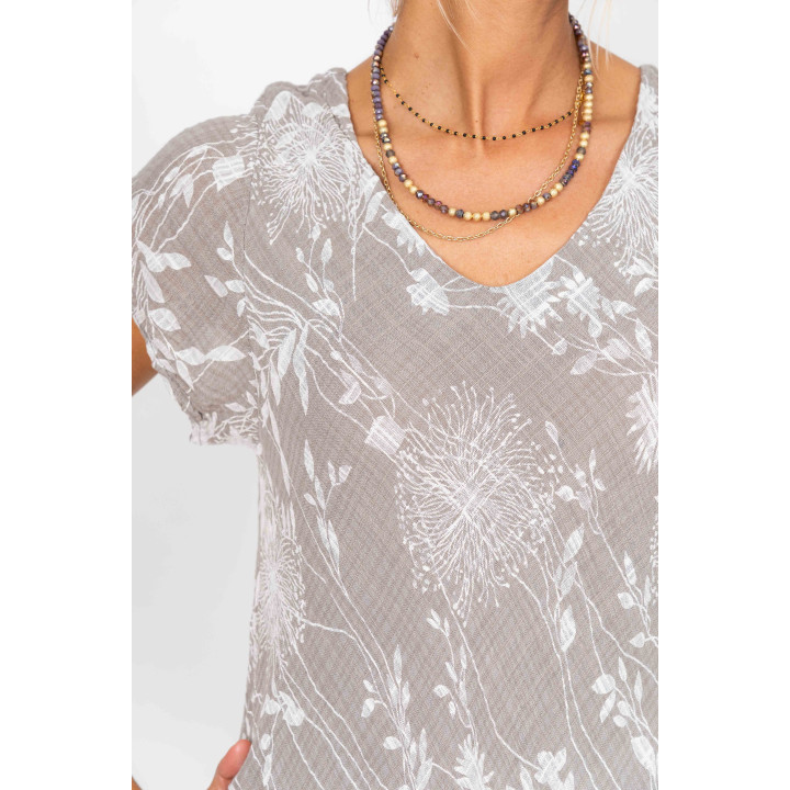 Short Sleeves Flower Printed Dress