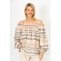 Printed On or Off-Shoulder Blouse