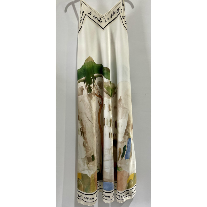 Spag Strap Italian Village Satin Dress