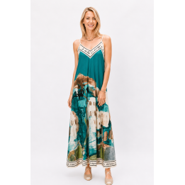 Spag Strap Italian Village Satin Dress