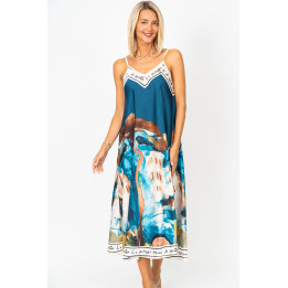 Spag Strap Italian Village Satin Dress